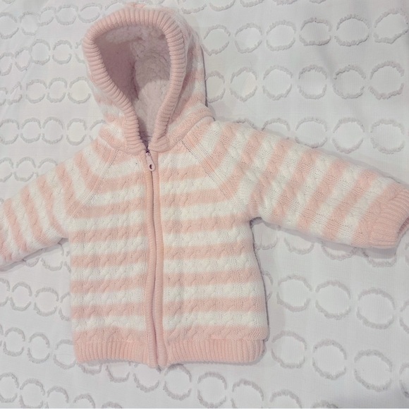 Angel Dear Sherpa Zipper Jacket with Hood in pink/white 0-6m - Picture 4 of 7